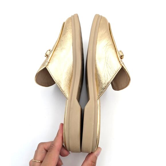 Sam Edelman Kira Slip On Mule Women's Logo Leather Gold Size US6M EU36 - Picture 6 of 12